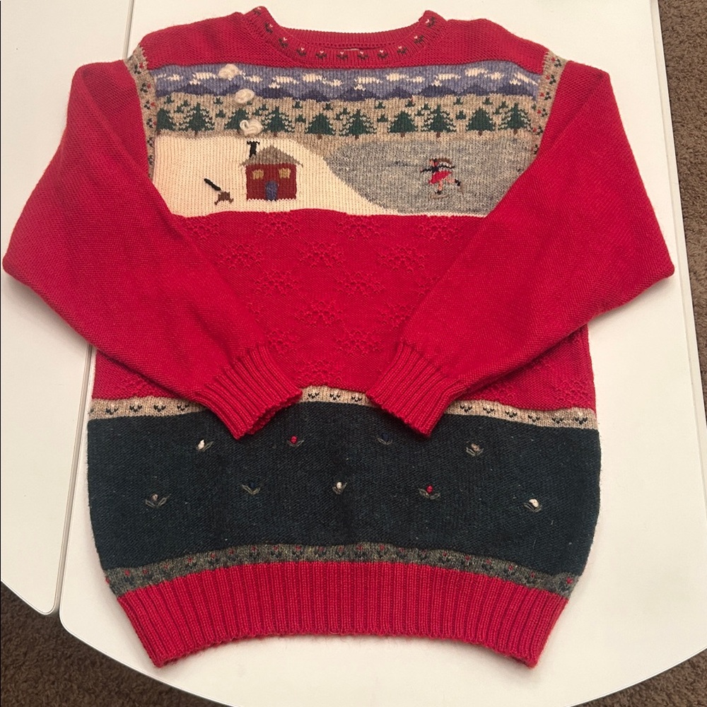 Vintage Blueberry Woolens Christmas Winter Holiday Wool Sweater